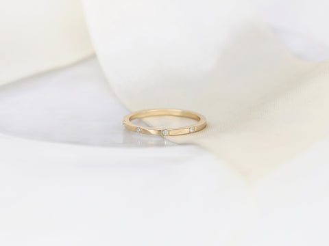 Lenox 14kt Gold Dainty Diamond Minimalist HALFWAY Eternity Ring - Rosados Box