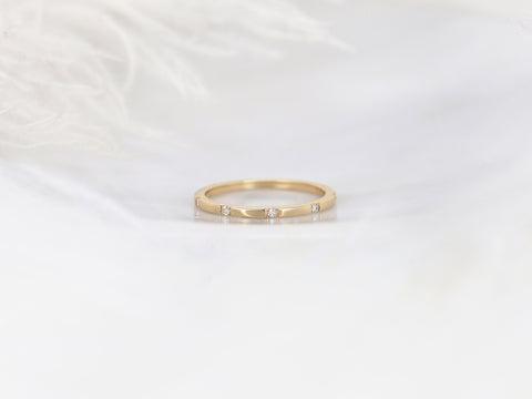 Lenox 14kt Gold Dainty Diamond Minimalist HALFWAY Eternity Ring - Rosados Box