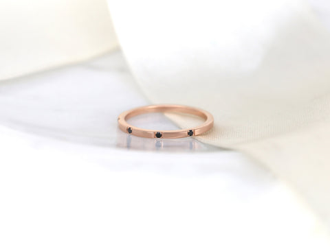 Lenox 14kt Rose Gold Black Diamond HALFWAY Eternity Ring - Rosados Box