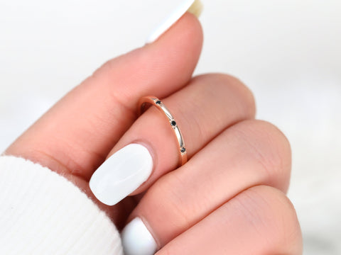 Lenox 14kt Rose Gold Black Diamond HALFWAY Eternity Ring - Rosados Box