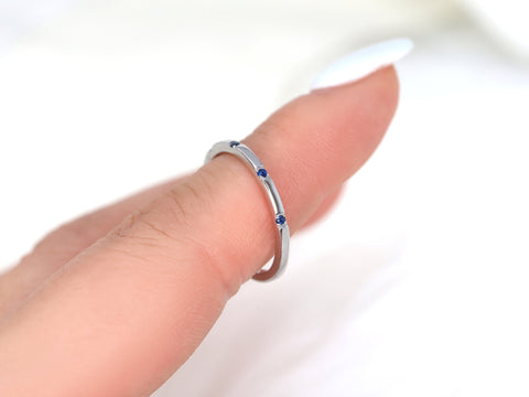 Lenox 14kt White Gold Sapphire HALFWAY Eternity Ring - Rosados Box