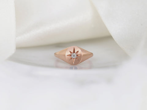 Estrella 14kt Star Birthstone Ring,Birthstone Jewelry,Birthstone Ring,Minimalist Star Ring, Oval Signet Ring,Celestial Gold Signet Ring