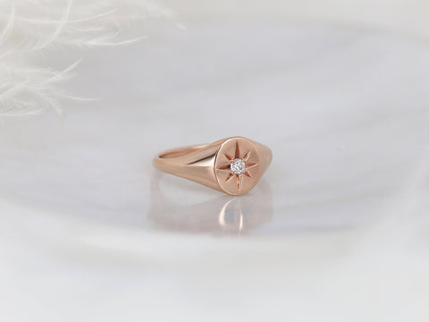 Estrella 14kt Rose Gold Diamond Star Signet Ring - Rosados Box