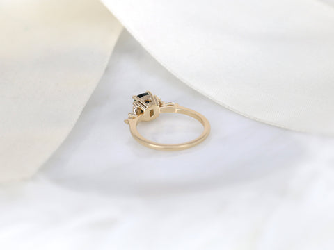 1.30ct Ready to Ship Geneva 14kt Gold Peacock Teal Sapphire Diamond Cushion Cluster Ring - Rosados Box