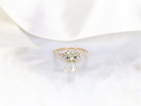 1.65ct Ready to Ship Aspen 14kt Gold Champagne Sapphire Diamond Oval Cluster Ring - Rosados Box