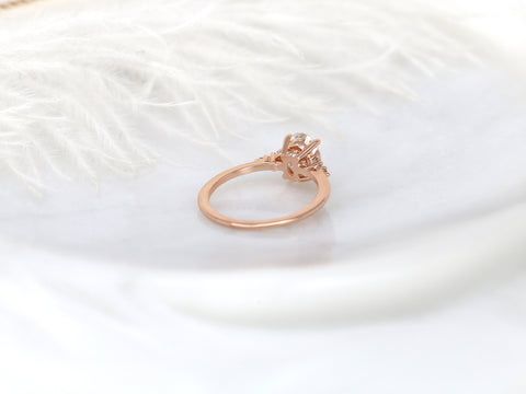 Ready to Ship Maddy 7x5mm 14kt YELLOW Gold Forever One Moissanite Diamonds Dainty Oval 3 Stone Engagement Ring,Oval Cluster Ring - Rosados Box