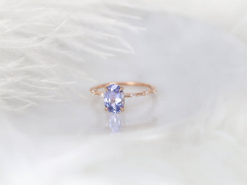 1.95ct Ready to Ship Alix 14kt Rose Gold Lavender Sapphire Diamond Dainty Oval Solitaire Ring - Rosados Box