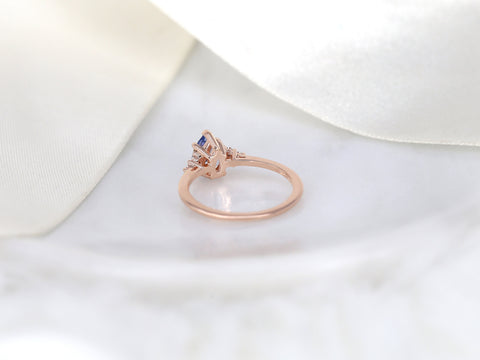 1.02ct Ready to Ship Juliet 14kt Rose Gold Lavender Cornflower Sapphire Diamond Art Deco Pear Cluster Ring - Rosados Box