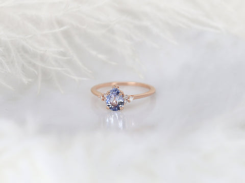 1.02ct Ready to Ship Juliet 14kt Rose Gold Lavender Cornflower Sapphire Diamond Art Deco Pear Cluster Ring - Rosados Box