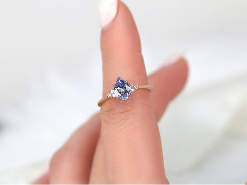 1.02ct Ready to Ship Juliet 14kt Rose Gold Lavender Cornflower Sapphire Diamond Art Deco Pear Cluster Ring - Rosados Box