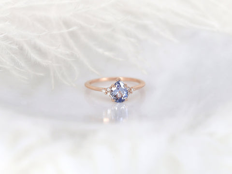 1.02ct Ready to Ship Juliet 14kt Rose Gold Lavender Cornflower Sapphire Diamond Art Deco Pear Cluster Ring - Rosados Box