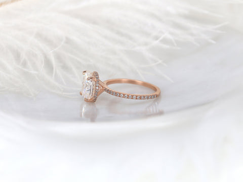 4.20ct EXTRA LOW Viviana 11x9mm 14kt Rose Gold Moissanite Diamond Scarf Halo Oval Ring,Oval Engagement Ring,Oval Solitaire Ring,Hidden Halo