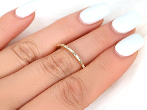 Lenox 14kt Gold Dainty Diamond Minimalist HALFWAY Eternity Ring - Rosados Box