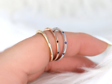 Lenox 14kt Gold Dainty Diamond Minimalist HALFWAY Eternity Ring - Rosados Box