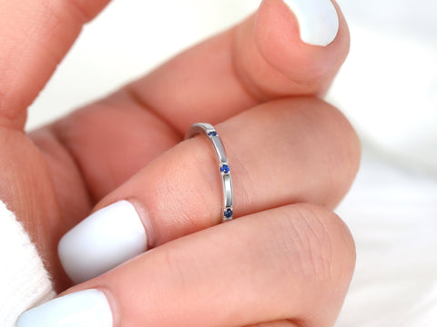 Lenox 14kt White Gold Sapphire HALFWAY Eternity Ring - Rosados Box