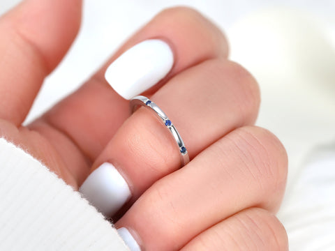 Lenox 14kt White Gold Sapphire HALFWAY Eternity Ring - Rosados Box