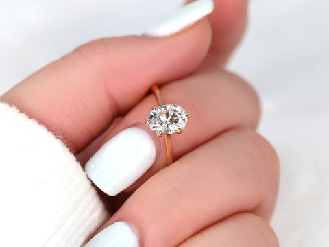 1.50ct Skinny Lexus 8x6mm 14kt Gold Moissanite 6 Prong Oval Solitaire Ring,Minimalist Oval Engagement Ring,Cathedral Solitaire Ring