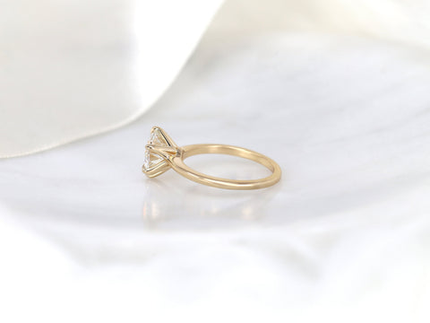 2.70cts Skinny Webster 9mm 14kt Gold Moissanite 6 Prong Dainty Round Solitaire Ring - Rosados Box