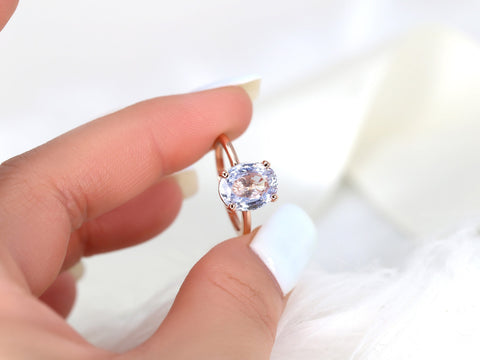 3.70ct ct Ready to Ship Dakota 14kt Rose Gold Lavender Cornflower Sapphire Oval Solitaire Ring - Rosados Box