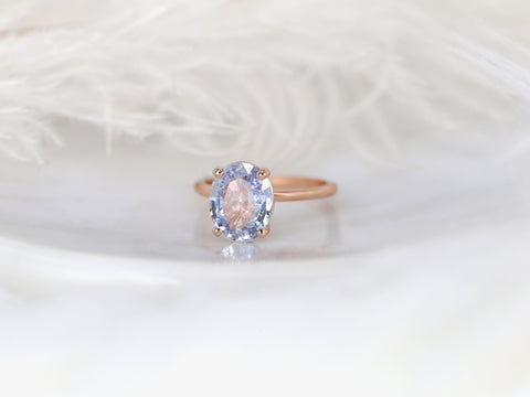 3.70ct ct Ready to Ship Dakota 14kt Rose Gold Lavender Cornflower Sapphire Oval Solitaire Ring - Rosados Box
