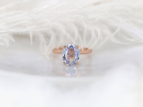 3.70ct ct Ready to Ship Dakota 14kt Rose Gold Lavender Cornflower Sapphire Oval Solitaire Ring - Rosados Box
