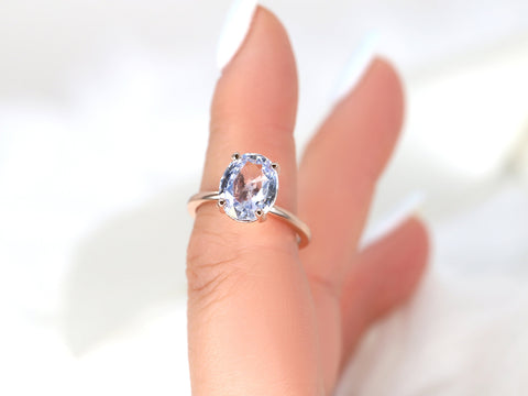 3.70ct ct Ready to Ship Dakota 14kt Rose Gold Lavender Cornflower Sapphire Oval Solitaire Ring - Rosados Box