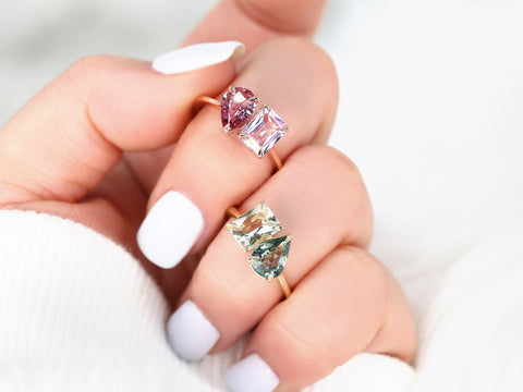 2.71cts Gemini 14kt Rose Gold Tickle Pink Sapphire Toi Et Moi Ring - Rosados Box