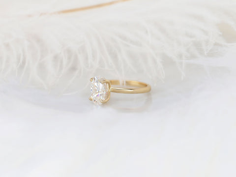 3ct Dakota 2MM 11x7mm 14kt Gold Moissanite Oval Solitaire Engagement Ring - Rosados Box