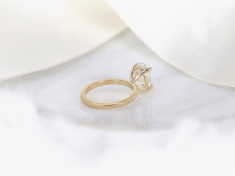 3ct Dakota 2MM 11x7mm 14kt Gold Moissanite Oval Solitaire Engagement Ring - Rosados Box