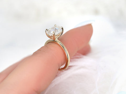 3ct Dakota 2MM 11x7mm 14kt Gold Moissanite Oval Solitaire Engagement Ring - Rosados Box
