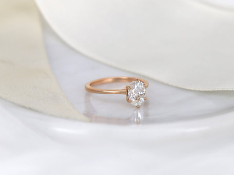 1.50ct Skinny Lexus 8x6mm 14kt Gold Moissanite 6 Prong Oval Solitaire Ring,Minimalist Oval Engagement Ring,Cathedral Solitaire Ring