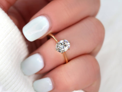 1.50ct Skinny Lexus 8x6mm 14kt Gold Moissanite 6 Prong Oval Solitaire Ring,Minimalist Oval Engagement Ring,Cathedral Solitaire Ring