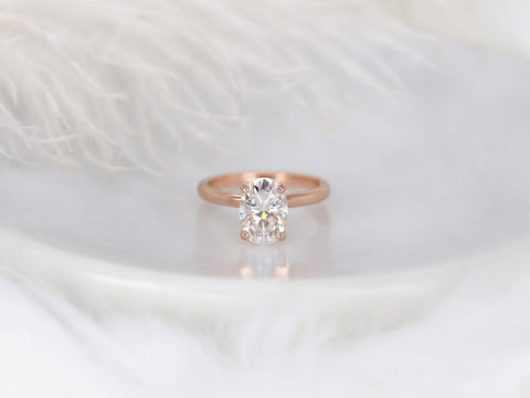 2.50ct Ready to Ship Dakota 2MM 10x7mm 14kt YELLOW Gold Forever One DEF Moissanite 4 Prong Oval Solitaire Engagement Ring - Rosados Box