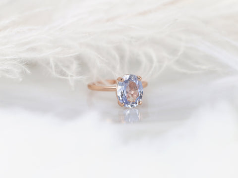 3.70ct ct Ready to Ship Dakota 14kt Rose Gold Lavender Cornflower Sapphire Oval Solitaire Ring - Rosados Box