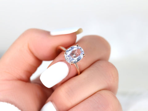 3.70ct ct Ready to Ship Dakota 14kt Rose Gold Lavender Cornflower Sapphire Oval Solitaire Ring - Rosados Box