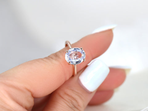 3.70ct ct Ready to Ship Dakota 14kt Rose Gold Lavender Cornflower Sapphire Oval Solitaire Ring - Rosados Box