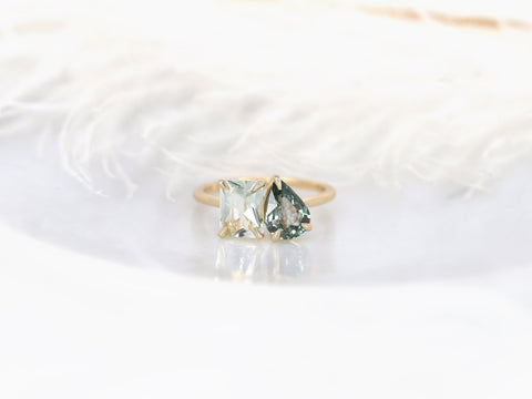 2.62cts Gemini 8x6mm + 9x6mm 14kt Gold Unique Sapphire Amethyst Toi Et Moi Ring - Rosados Box