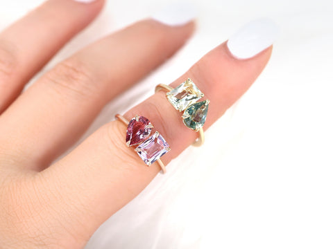 2.71cts Gemini 14kt Rose Gold Tickle Pink Sapphire Toi Et Moi Ring - Rosados Box