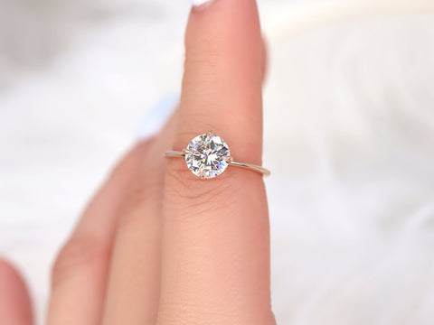 2ct Rowan 8mm 14kt Gold Moissanite Kite Set Round Solitaire Ring - Rosados Box