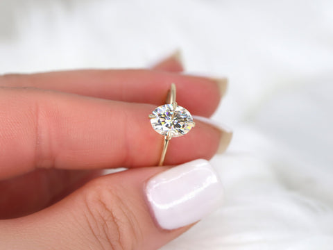 2ct Rosalita 9x7mm 14kt Gold Moissanite Talon Prong Oval Solitaire Ring - Rosados Box