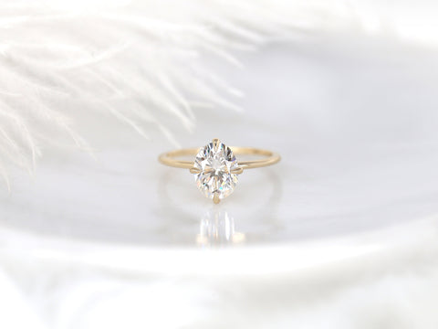 2ct Rosalita 9x7mm 14kt Gold Moissanite Talon Prong Oval Solitaire Ring - Rosados Box