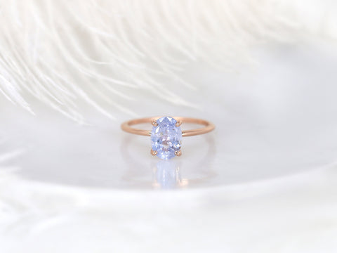 1.94ct Ready to Ship Layla 14kt Rose Gold Cornflower Galaxy Sapphire Minimalist Oval Solitaire Engagement Ring - Rosados Box