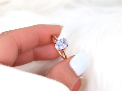 1.94ct Ready to Ship Layla 14kt Rose Gold Cornflower Galaxy Sapphire Minimalist Oval Solitaire Engagement Ring - Rosados Box