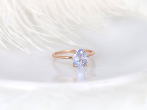 1.94ct Ready to Ship Layla 14kt Rose Gold Cornflower Galaxy Sapphire Minimalist Oval Solitaire Engagement Ring - Rosados Box