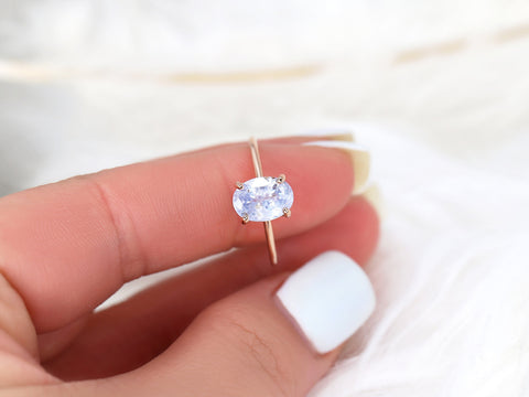 1.94ct Ready to Ship Layla 14kt Rose Gold Cornflower Galaxy Sapphire Minimalist Oval Solitaire Engagement Ring - Rosados Box