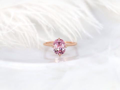 2.83ct Rosalita 14kt Rose Gold Pink Spinel Kite Set Oval Solitaire Ring - Rosados Box