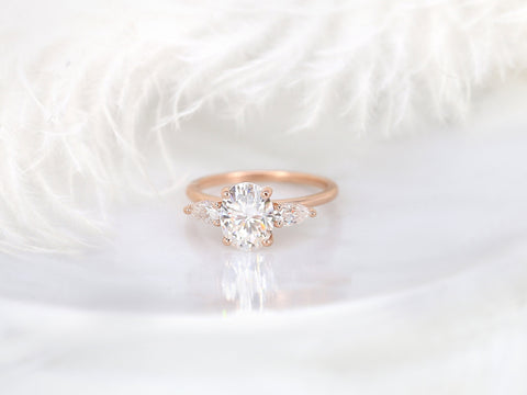 2ct Enya 9x7mm 14kt Rose Gold Moissanite Diamond 3 Stone Oval Engagement Ring,Three Stone Oval Ring,Unique Oval Ring,Anniversary Gift