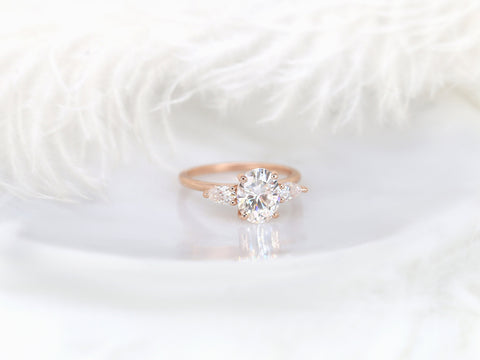 2ct Enya 9x7mm 14kt Rose Gold Moissanite Diamond 3 Stone Oval Engagement Ring,Three Stone Oval Ring,Unique Oval Ring,Anniversary Gift
