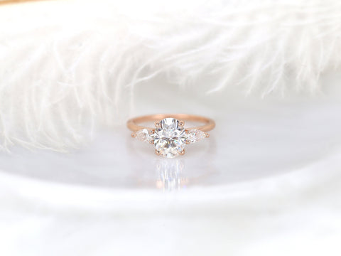 2ct Enya 9x7mm 14kt Rose Gold Moissanite Diamond 3 Stone Oval Engagement Ring,Three Stone Oval Ring,Unique Oval Ring,Anniversary Gift