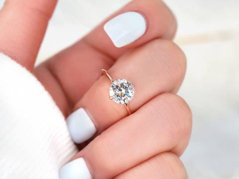 2ct Rowan 8mm 14kt Gold Moissanite Kite Set Round Solitaire Ring - Rosados Box